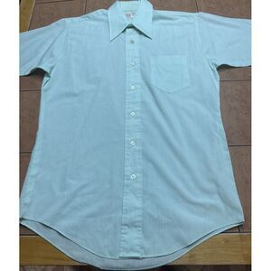 Vintage Cranbrook‎ Button Front Shirt S/S Green Size 16 Dagger Collar Streetwear